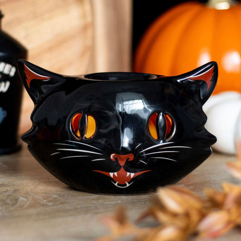 Spooky Black Cat Ceramic Oil Burner