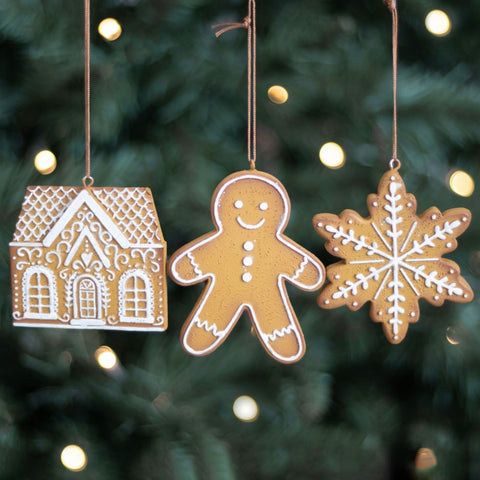 Iced Gingerbread Decorations - Set of 3